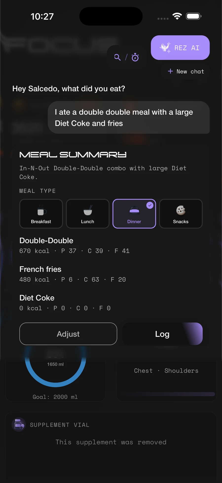 REZ AI food log