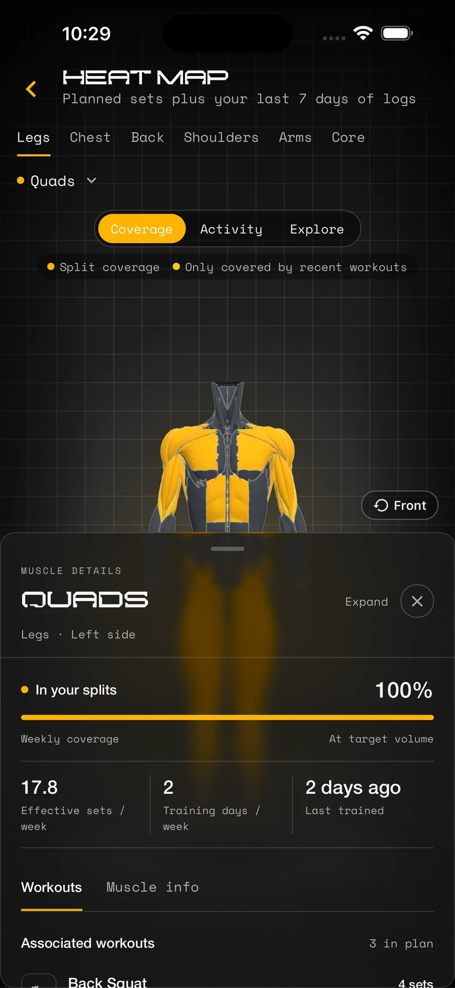 REZ quadriceps coverage and exercise details